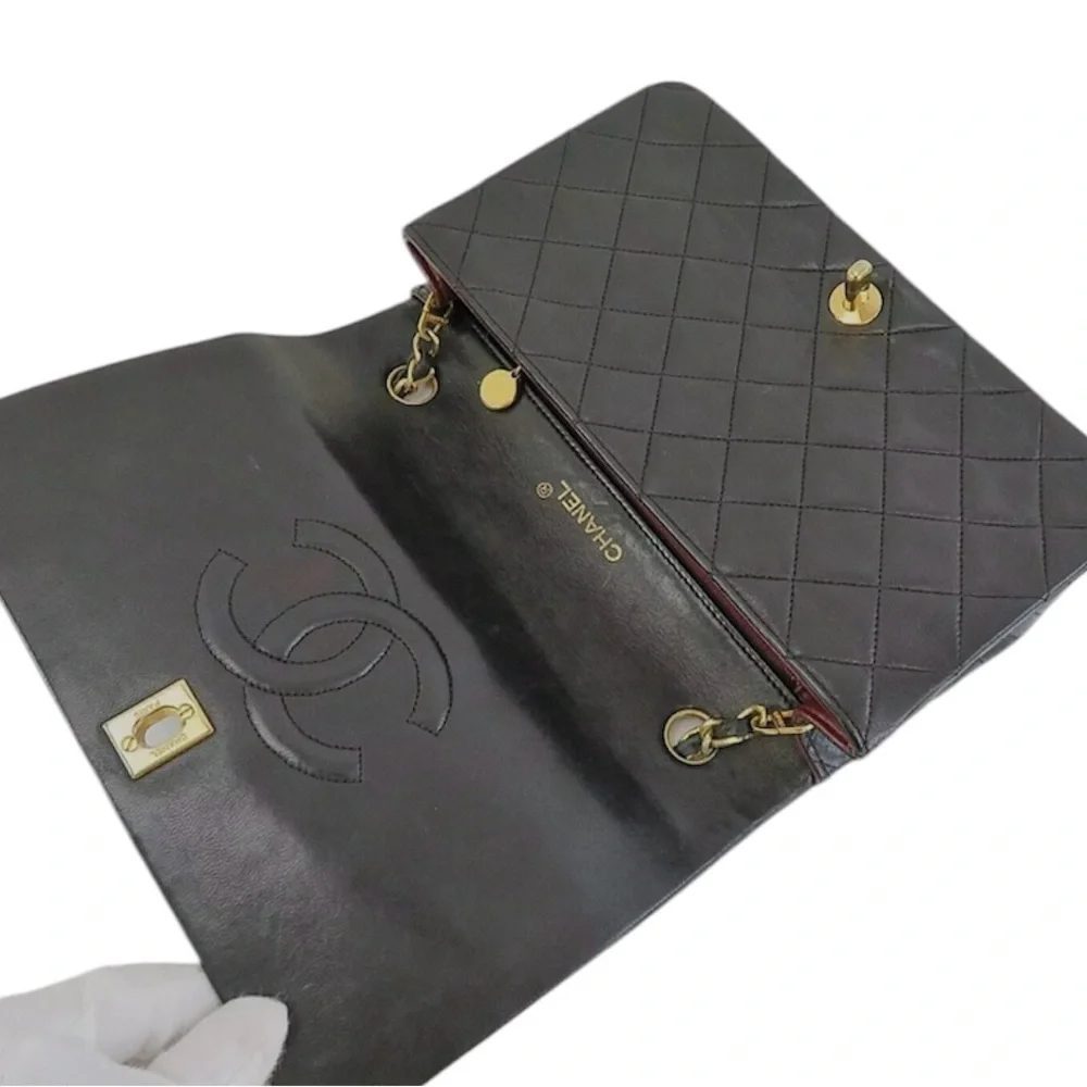 ❌SOLD❌ Chanel Vintage Black Classic Full Flap Bag Medium - Picture 6 of 9